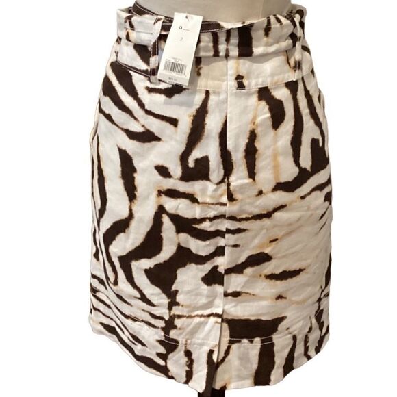 NWT White brown zebra 100% linen BANANA REPUBLIC A-line skirt 2 - Picture 7 of 12